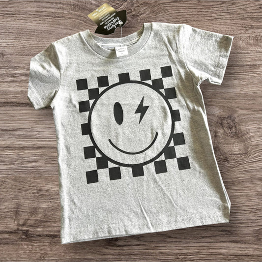Smiley Face and Checker Background Toddler Tee