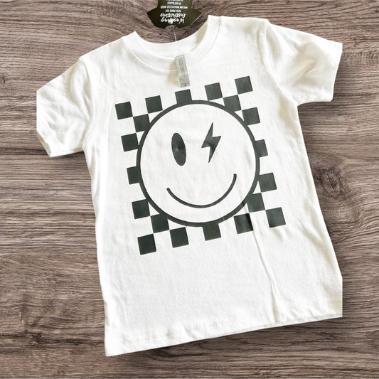 Smiley Face and Checker Background Toddler Tee